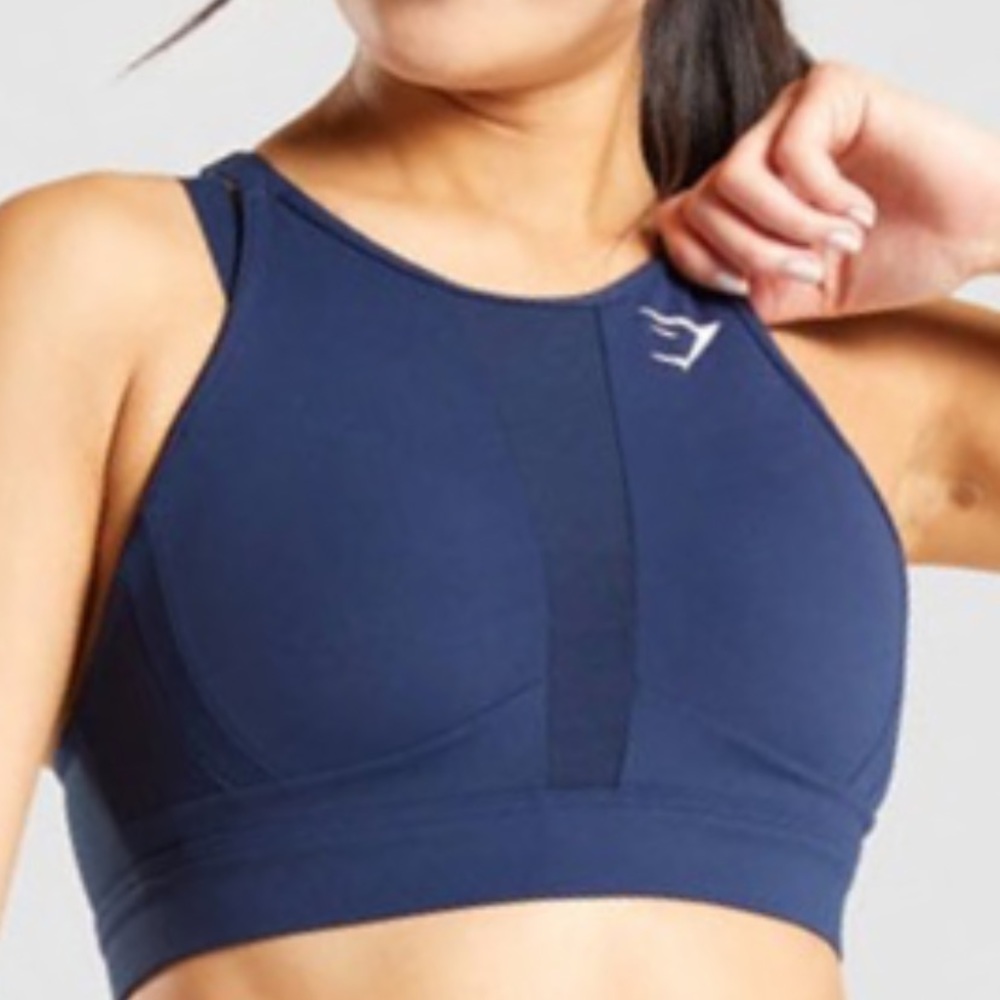 Gymshark Navy High-Neck Padded Sports Bra
